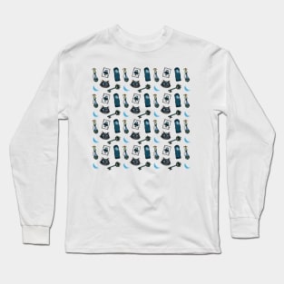 Cheshire Cat Dark Night Pattern Long Sleeve T-Shirt